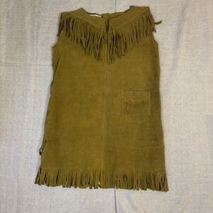Vintage Gaitan Leather Fringe Vest Made Mexico Small/34 Western Boho Great Shape